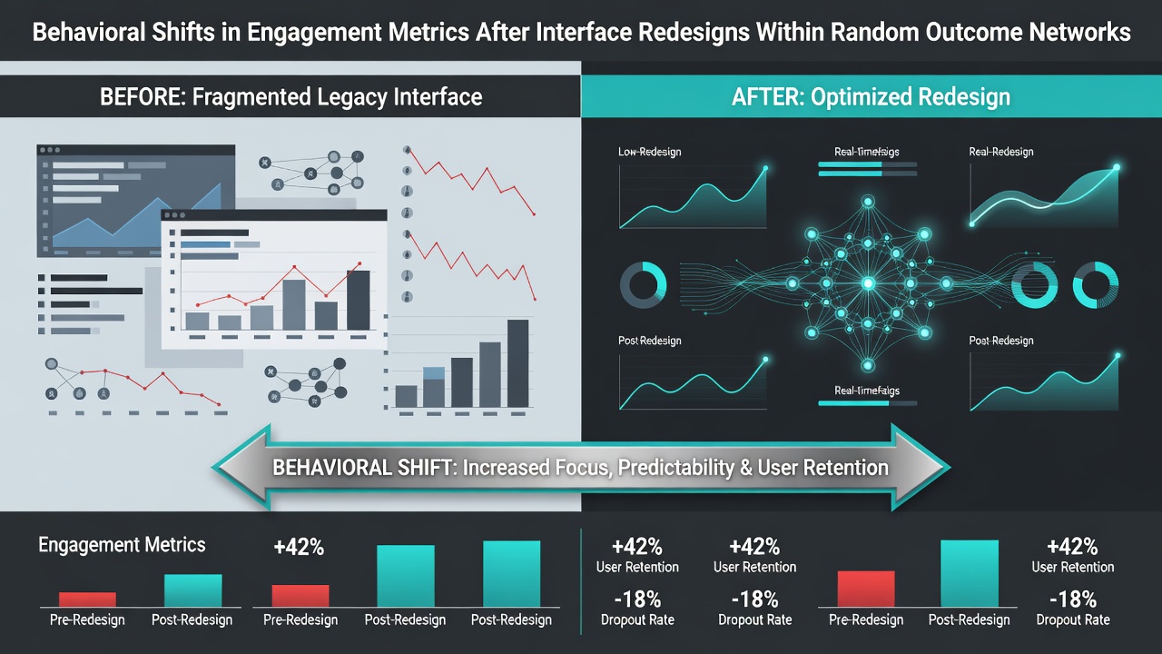 Dashboard view showing engagement metrics before and after interface changes in random outcome gaming platforms