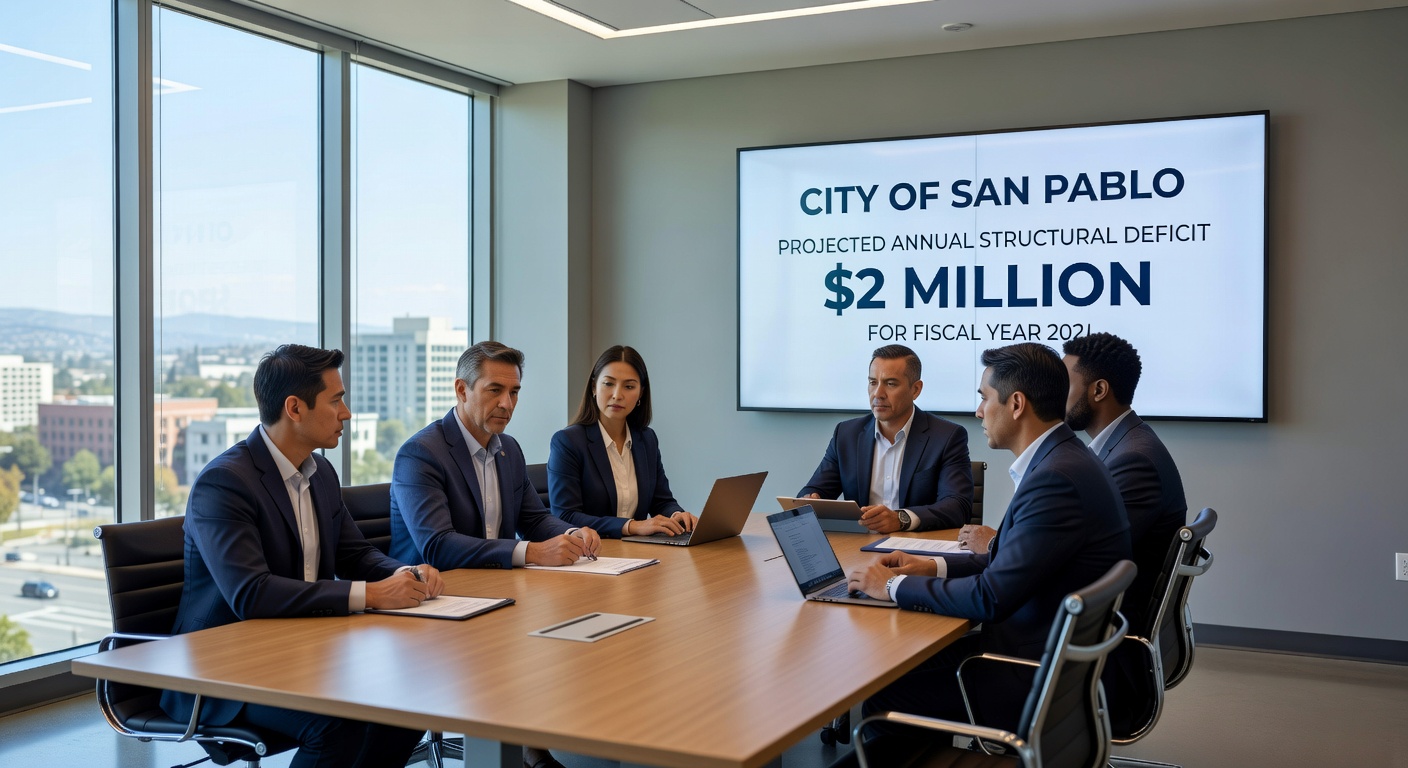 Community members participating in a virtual town hall meeting on a computer screen showing city budget presentation slides