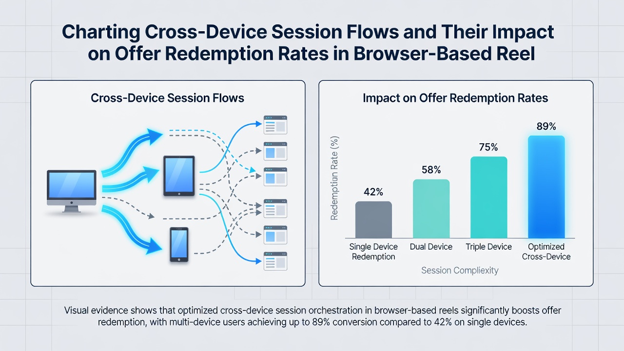 Analytics dashboard displaying redemption rate variations across different device transition paths