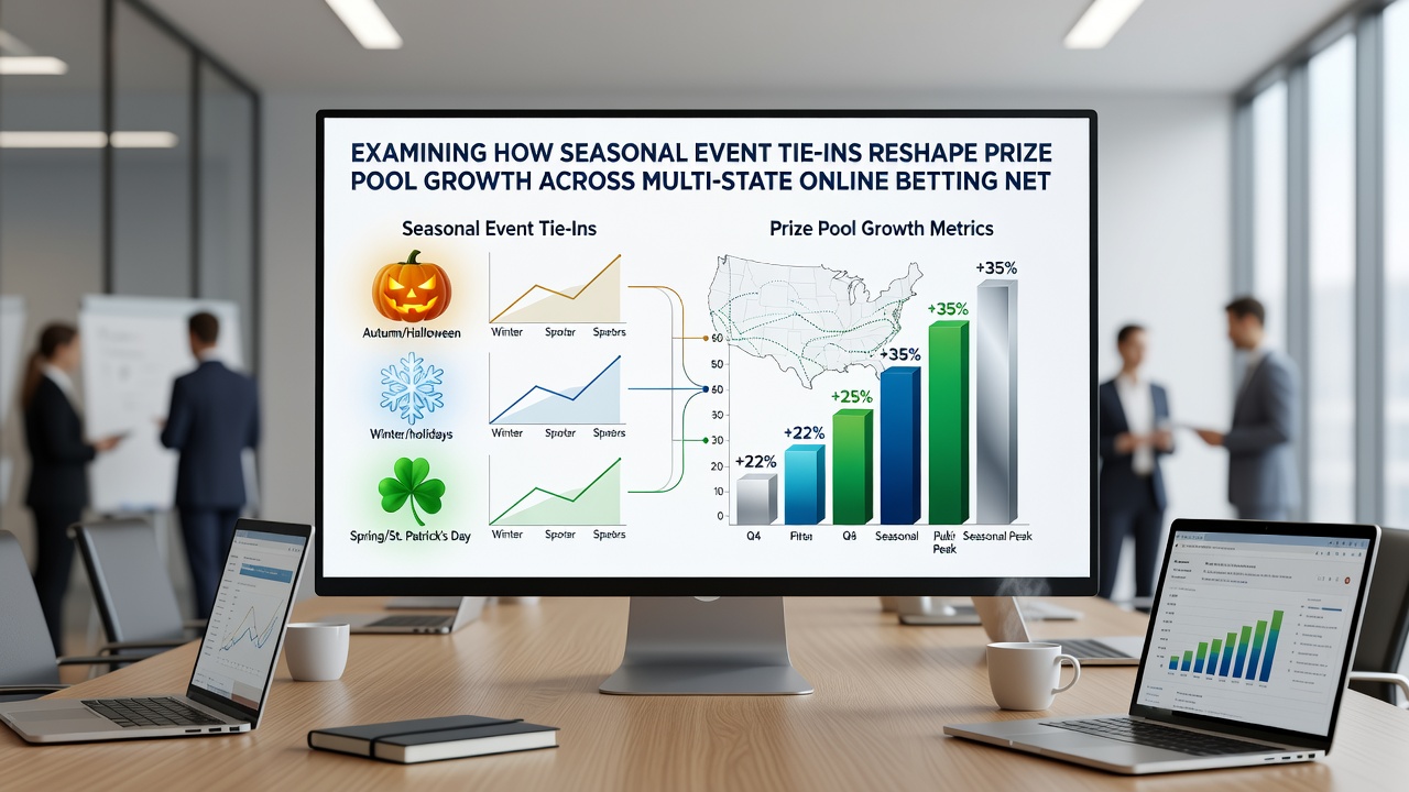 Data visualization of prize pool growth linked to seasonal betting events across states