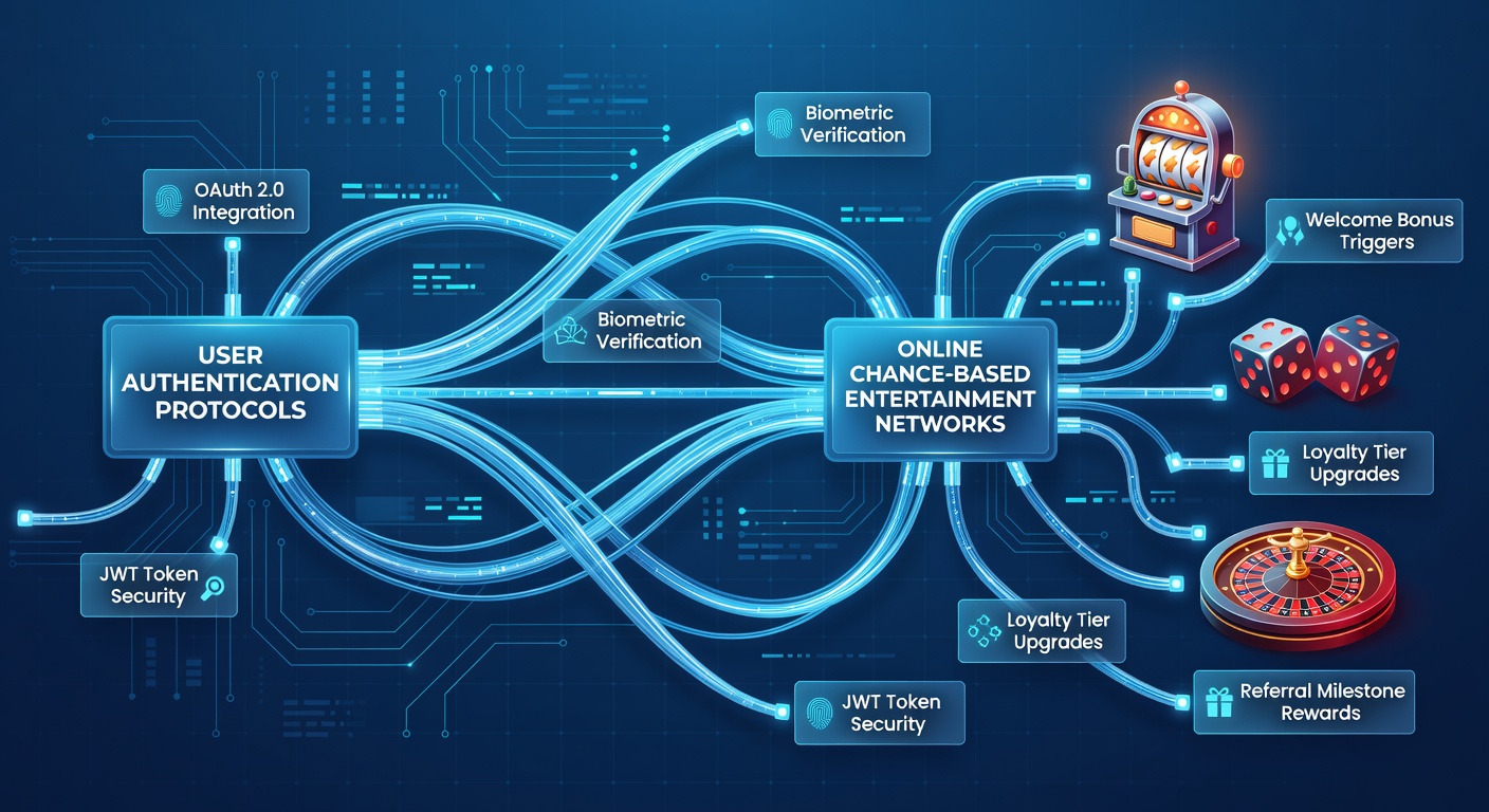 Diagram showing authentication layers linking to promotional systems in online gaming platforms