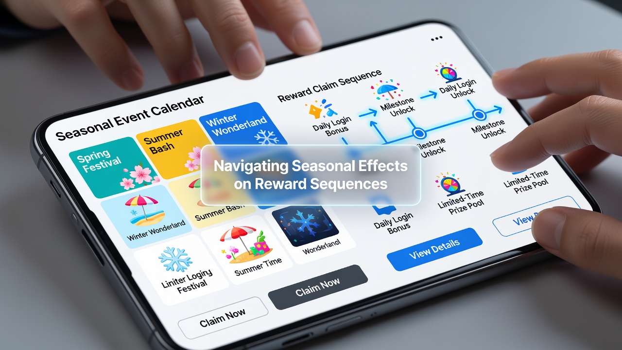User navigating reward claim sequence on mobile device during seasonal event